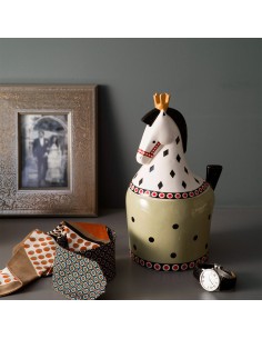 Cavallo contenitore in ceramica smaltata verde, serie I Girgenti | Egan -EGAN