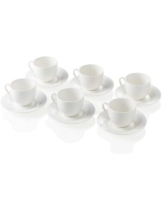 Set 6 tazzine da caffè con piattino Panna Montata in new bone china bianca 100 ml | Brandani -BRANDANI