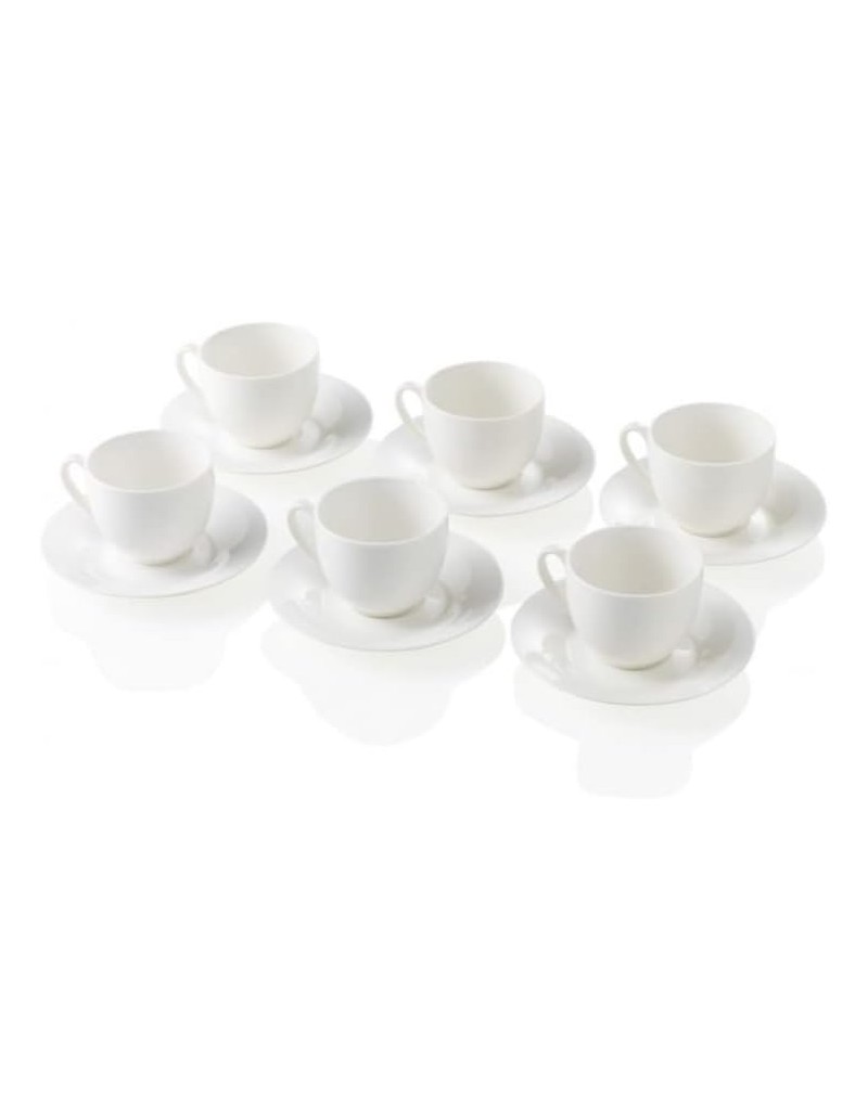 Set 6 tazzine da caffè con piattino Panna Montata in new bone china bianca 100 ml | Brandani -BRANDANI