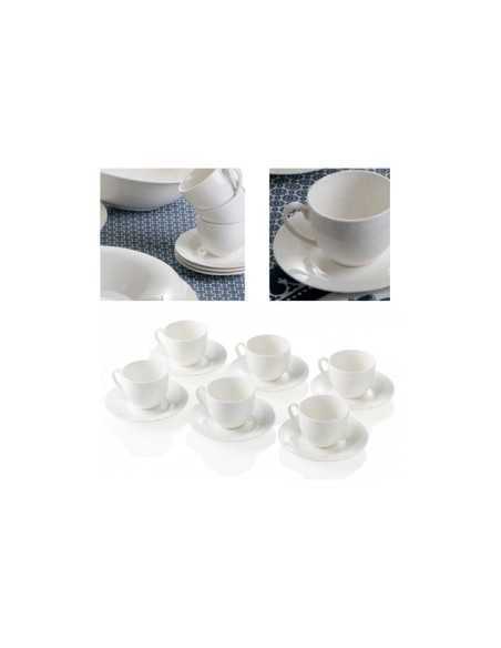Set 6 tazzine da caffè con piattino Panna Montata in new bone china bianca 100 ml | Brandani -BRANDANI