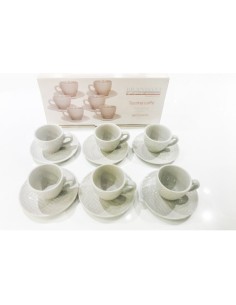 Teorema set 6 tazzine da caffè in stoneware grigio chiaro con piattino | Brandani -BRANDANI