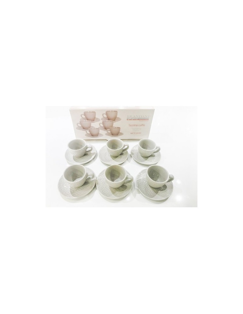 Teorema set 6 tazzine da caffè in stoneware grigio chiaro con piattino | Brandani -BRANDANI