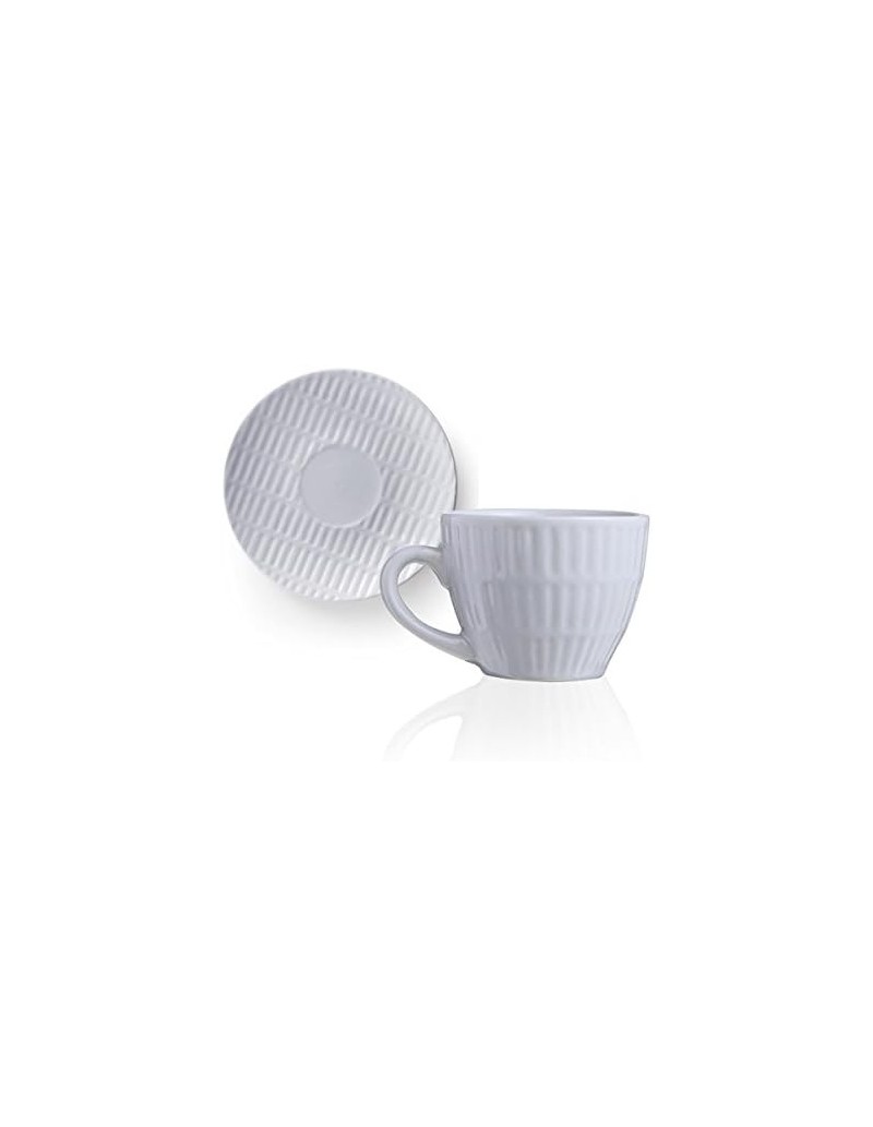 Teorema set 6 tazzine da caffè in stoneware grigio chiaro con piattino | Brandani -BRANDANI