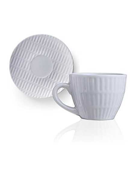 Teorema set 6 tazzine da caffè in stoneware grigio chiaro con piattino | Brandani -BRANDANI