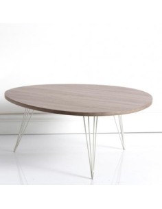 Tavolino da salotto Basic 90x90 cm piano MDF laminato grigio, gambe in metallo | Brandani -BRANDANI