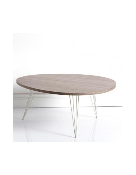 Tavolino da salotto Basic 90x90 cm piano MDF laminato grigio, gambe in metallo | Brandani -BRANDANI