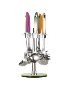 Portamestoli girevole in plexiglass con set 5 mestoli multicolor in acciaio inox | Brandani -BRANDANI