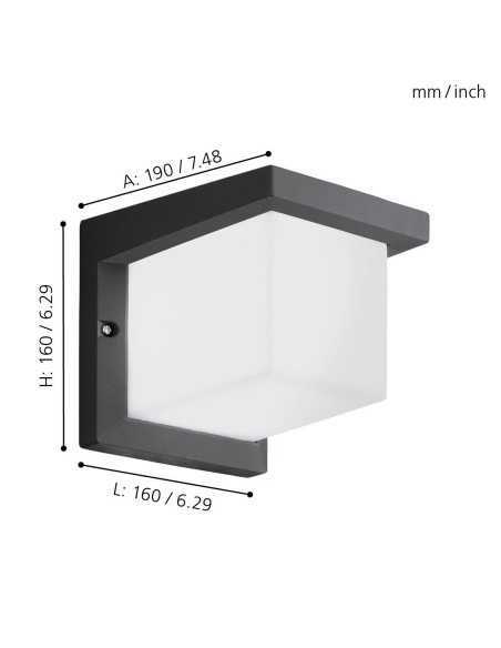 Applique LED da esterno Desella 1 quadrata in alluminio antracite, 10 W, IP55 | Eglo -EGLO