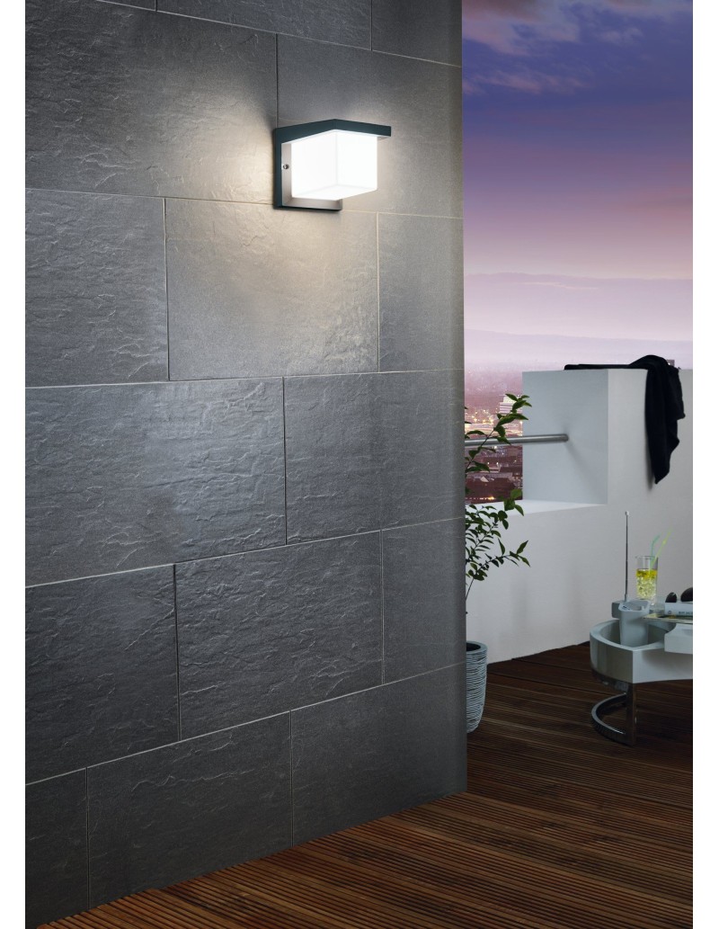 Applique LED da esterno Desella 1 quadrata in alluminio antracite, 10 W, IP55 | Eglo -EGLO