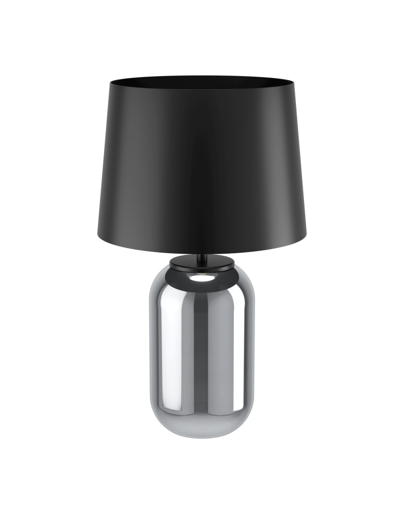 Lampada da tavolo Cuite in vetro nero trasparente con paralume in acciaio nero, E27 | Eglo -EGLO