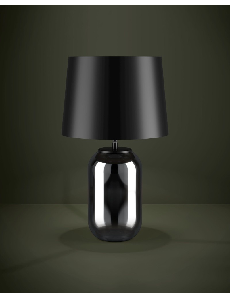 Lampada da tavolo Cuite in vetro nero trasparente con paralume in acciaio nero, E27 | Eglo -EGLO