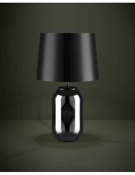 Lampada da tavolo Cuite in vetro nero trasparente con paralume in acciaio nero, E27 | Eglo -EGLO