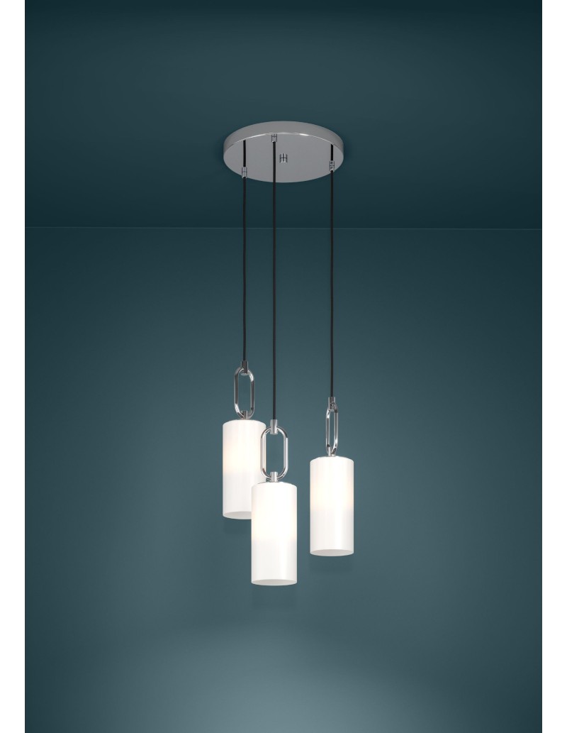 Lampada a sospensione Majana 3 pendenti in vetro opale bianco e cromo, E27 | Eglo -EGLO