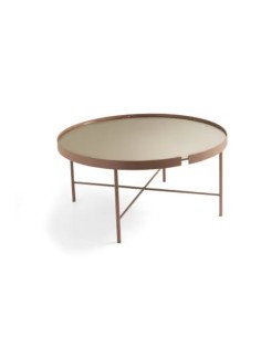 Tavolino tondo Chris Ø 80 cm in metallo effetto corten con piano specchio bronzo | Ondaluce -ONDALUCE