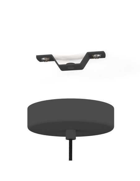 Lampada a sospensione Camaloza Ø 44 cm paralume tessuto nero e legno, E27 | Eglo -EGLO