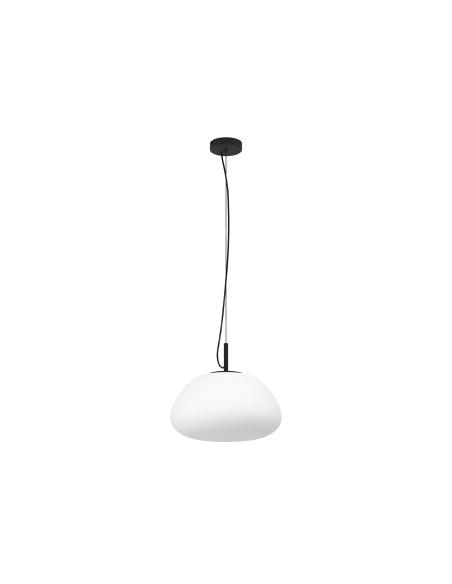 Lampada a sospensione Balmes Ø 41,5 in vetro opale asimmetrico e nero, E27 | Eglo -EGLO