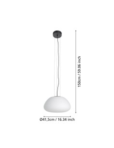 Lampada a sospensione Balmes Ø 41,5 in vetro opale asimmetrico e nero, E27 | Eglo -EGLO 2