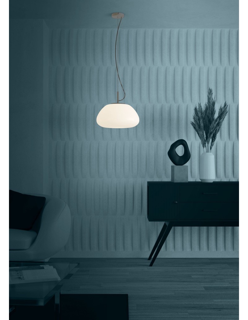 Lampada a sospensione Balmes Ø 41,5 in vetro opale asimmetrico e nero, E27 | Eglo -EGLO
