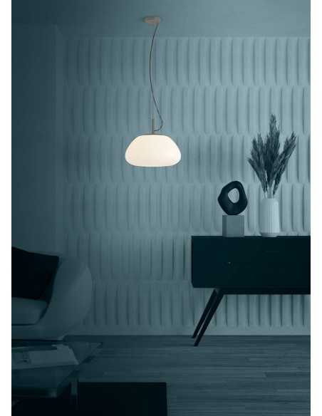 Lampada a sospensione Balmes Ø 41,5 in vetro opale asimmetrico e nero, E27 | Eglo -EGLO