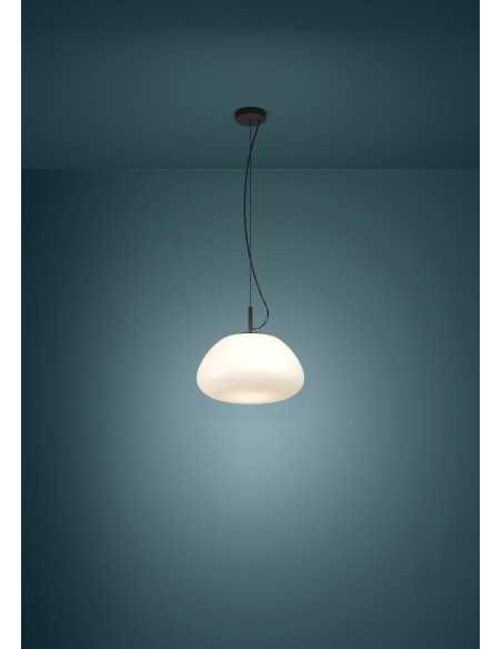 Lampada a sospensione Balmes Ø 41,5 in vetro opale asimmetrico e nero, E27 | Eglo -EGLO