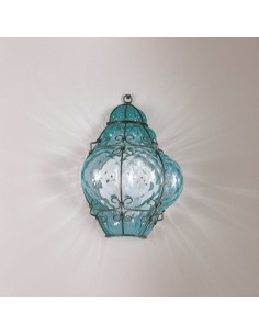 Applique Classic in vetro veneziano acquamare balloton, H 27 cm, E14 | Siru -SIRU