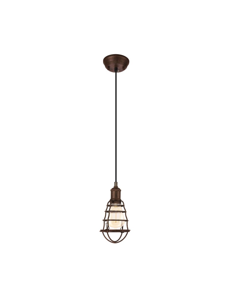 Lampada a sospensione Port Seton Ø 13 in reticolato metallico marrone anticato, E27 | Eglo -EGLO