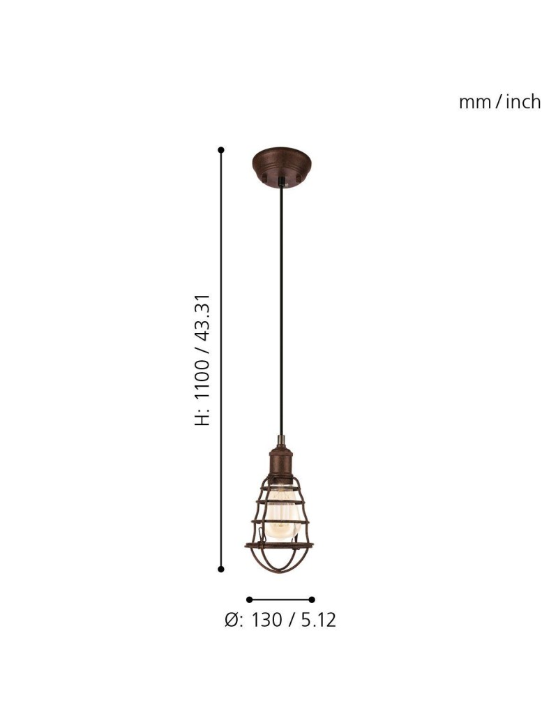 Lampada a sospensione Port Seton Ø 13 in reticolato metallico marrone anticato, E27 | Eglo -EGLO
