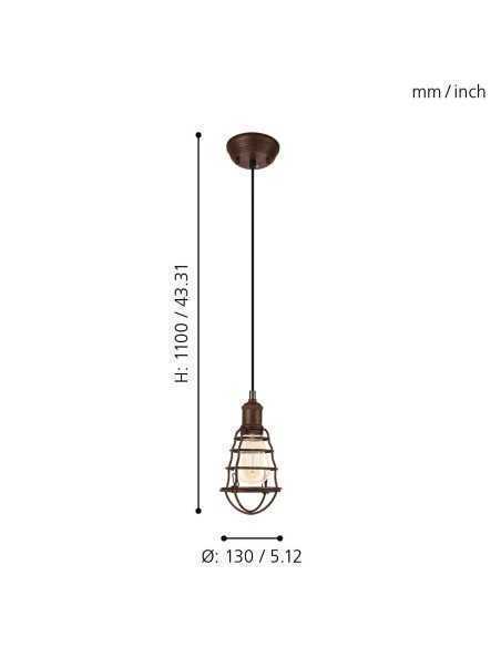 Lampada a sospensione Port Seton Ø 13 in reticolato metallico marrone anticato, E27 | Eglo -EGLO