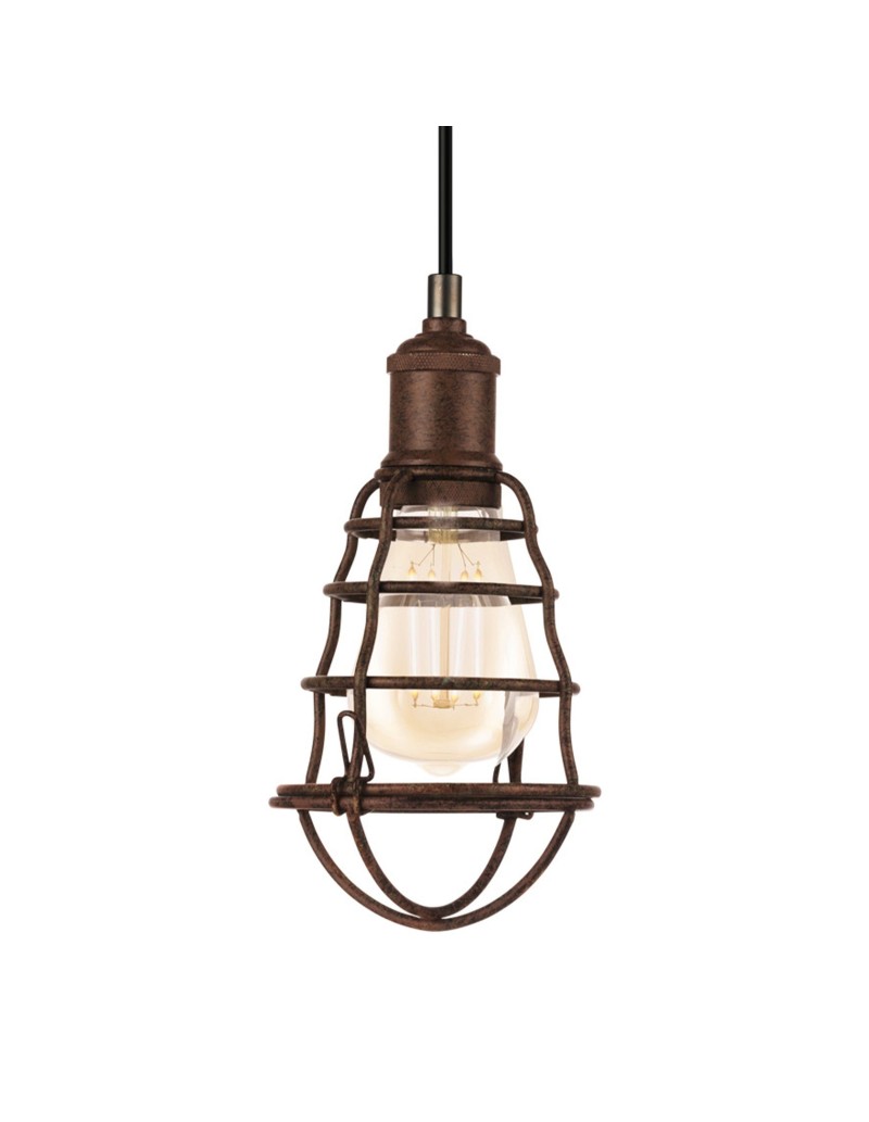 Lampada a sospensione Port Seton Ø 13 in reticolato metallico marrone anticato, E27 | Eglo -EGLO
