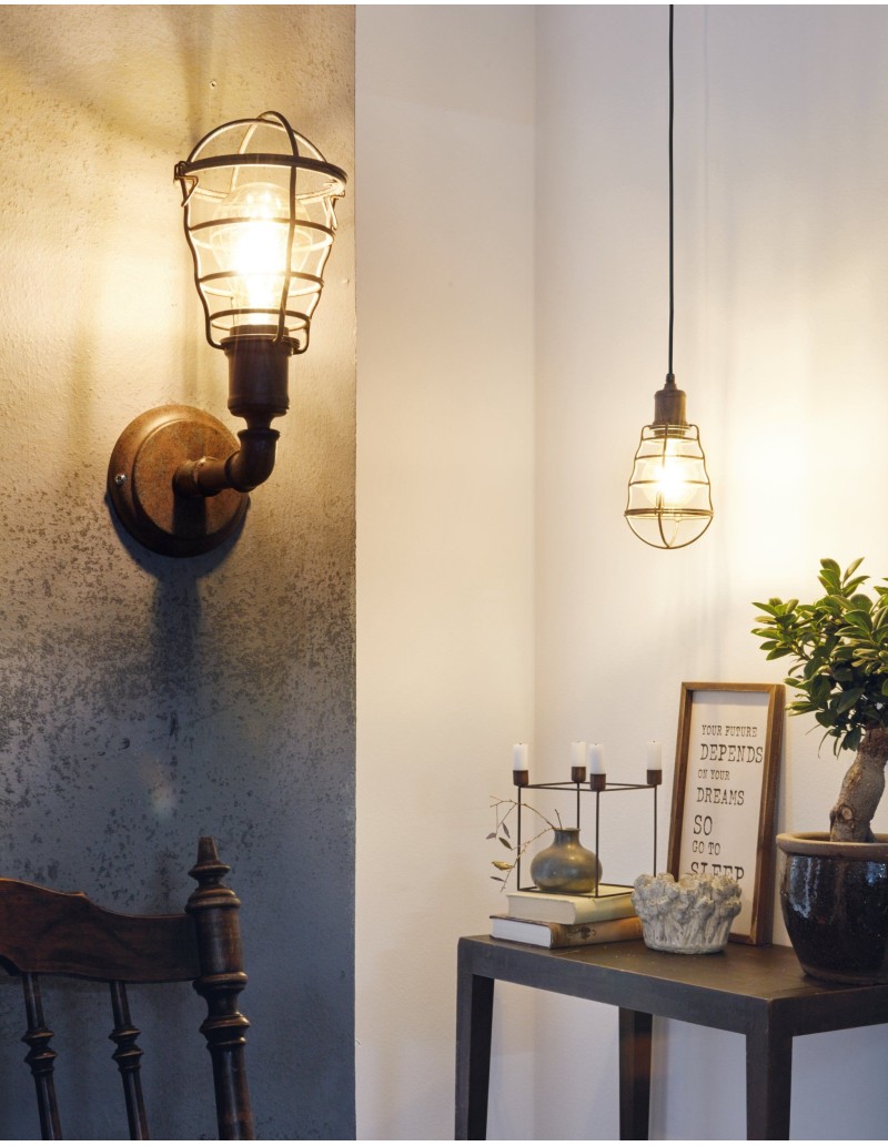 Lampada a sospensione Port Seton Ø 13 in reticolato metallico marrone anticato, E27 | Eglo -EGLO