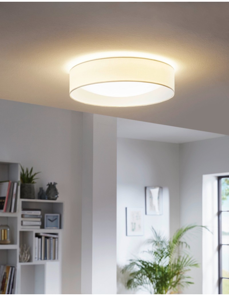Plafoniera LED Palomaro Ø 32 cm con paralume in tessuto crema, 11 W 3000 K | Eglo -EGLO