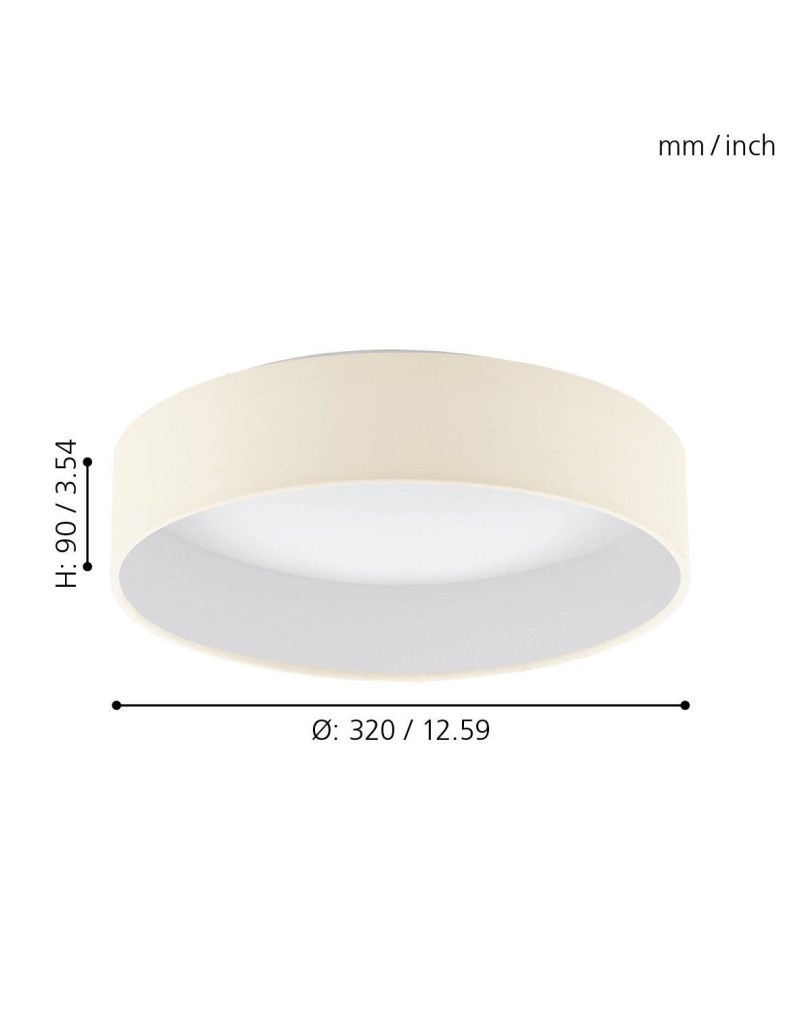 Plafoniera LED Palomaro Ø 32 cm con paralume in tessuto crema, 11 W 3000 K | Eglo -EGLO