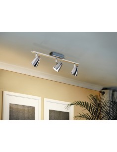 Barra Corbera con 3 spot orientabili in acciaio cromo, 58,5 cm, 3 LED GU10 inclusi | Eglo -EGLO 2