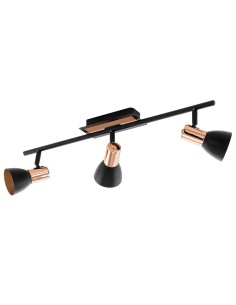 Barra Barnham 58,5 cm con 3 faretti orientabili in acciaio nero e rame, GU10 | Eglo -EGLO