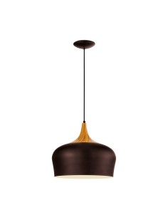 Lampada a sospensione Obregon Ø 35 in metallo marrone e rovere, interno crema, E27 | Eglo -EGLO