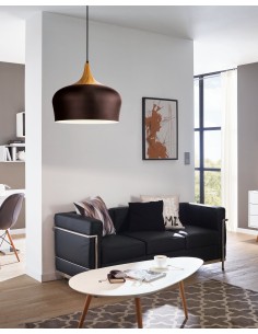 Lampada a sospensione Obregon Ø 35 in metallo marrone e rovere, interno crema, E27 | Eglo -EGLO 2