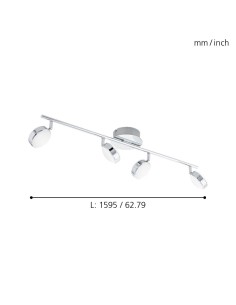 Barra LED Salto 76 cm con 4 teste orientabili in cromo e policarbonato, 3000 K | Eglo -EGLO 2