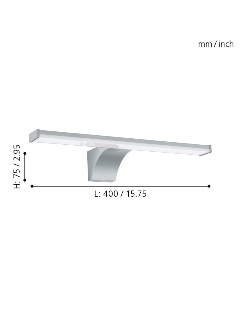 Applique LED Pandella 2 per specchio da bagno in policarbonato argento e cromo, IP44 | Eglo -EGLO