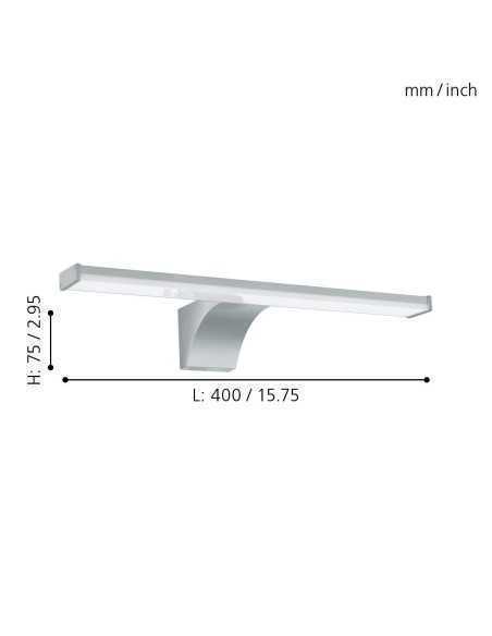 Applique LED Pandella 2 per specchio da bagno in policarbonato argento e cromo, IP44 | Eglo -EGLO