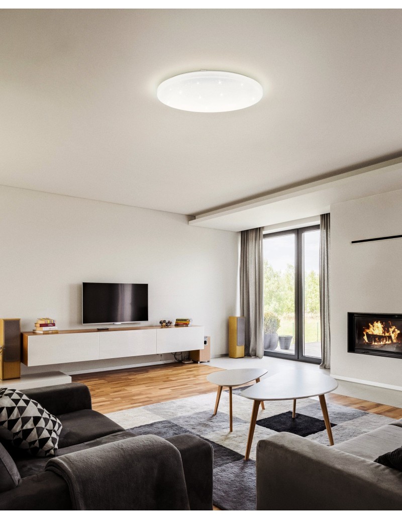 Plafoniera LED Frania-A Ø 30 cm effetto cristallo, 2700-6500 K con telecomando, IP44 | Eglo -EGLO