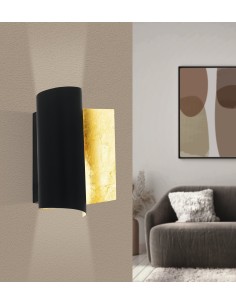 Applique Falicetto a cartoccio in acciaio nero con interno oro, luce indiretta, E27 | Eglo -EGLO 2