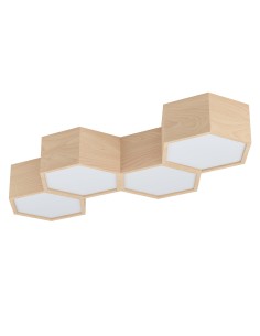 Plafoniera Mirlas a 4 esagoni in legno marrone e metallo, 69 x 27 cm, 4 x E27 | Eglo -EGLO