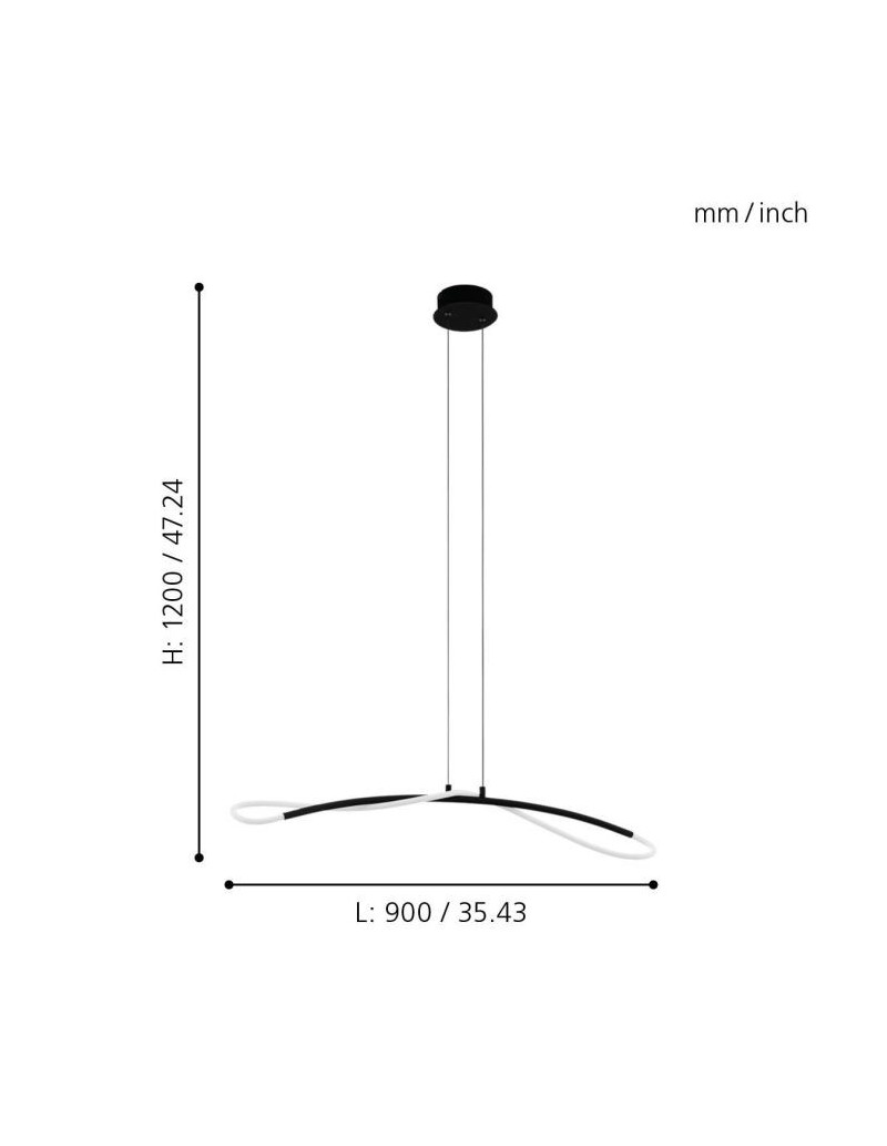 Lampada a sospensione LED Egidonella profilo arcuato 90 cm bianco e nero, 20 W | Eglo -EGLO