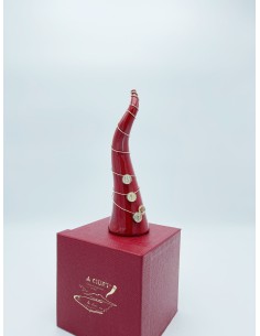 Corno portafortuna rosso con decorazioni oro in ceramica dipinta a mano | A Ciort -A CIORT