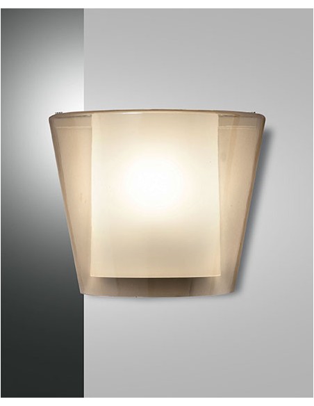 Applique Viki in vetro ambra con diffusore interno in metacrilato, E27 max 40 W | Fabas Luce -FABAS LUCE