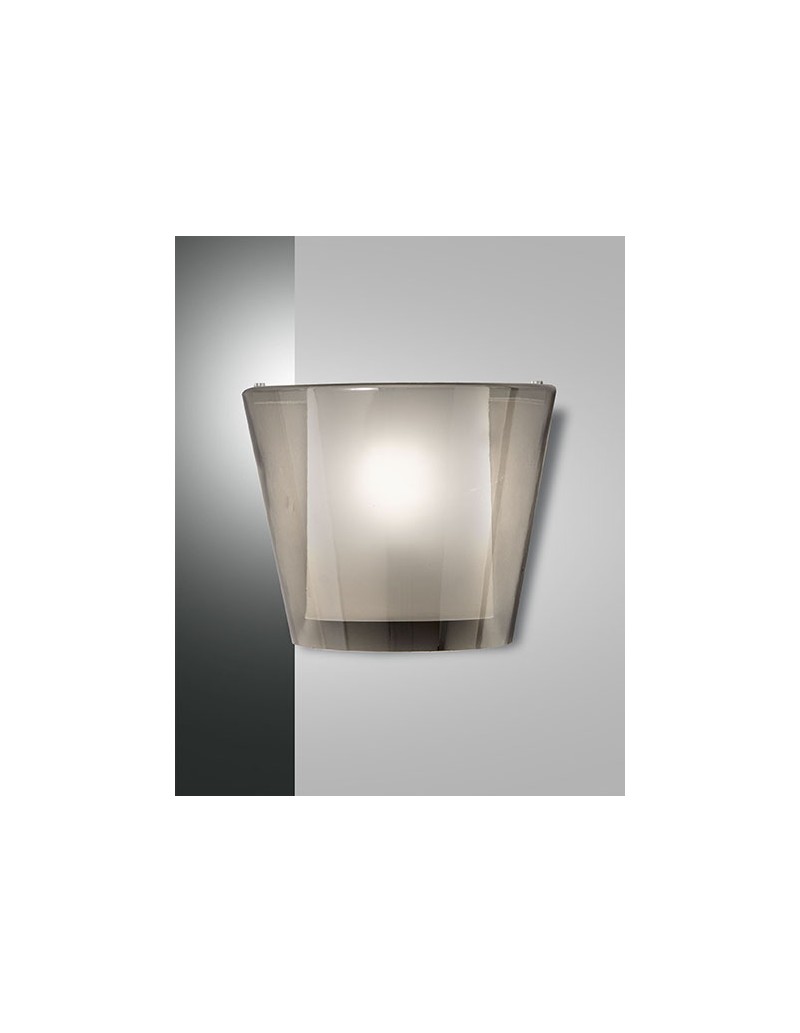 Applique Viki in vetro fumé con diffusore interno in metacrilato, E27 | Fabas Luce -FABAS LUCE