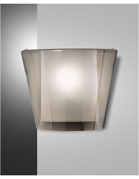Applique Viki in vetro fumé con diffusore interno in metacrilato, E27 | Fabas Luce -FABAS LUCE
