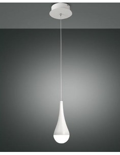 Lampada a sospensione LED Droppy a goccia Ø 15,5 cm bianca, 8 W | Fabas Luce -FABAS LUCE