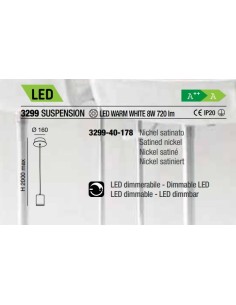 Lampada a sospensione LED Venus pendente nickel satinato Ø 16, dimmerabile | Fabas Luce -FABAS LUCE 2