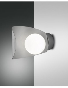 Applique LED Andria vela in metallo argento e sfera in vetro bianco, 6 W | Fabas Luce -FABAS LUCE
